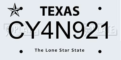 CY4N921 Texas License Plate