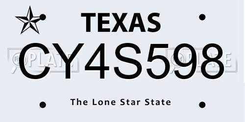 CY4S598 Texas License Plate