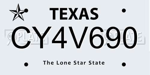 CY4V690 Texas License Plate