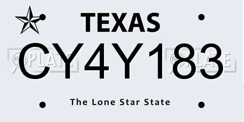 CY4Y183 Texas License Plate