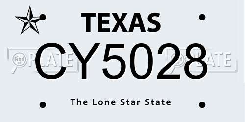 CY5028 Texas License Plate