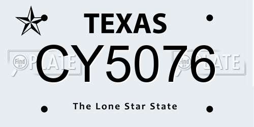 CY5076 Texas License Plate