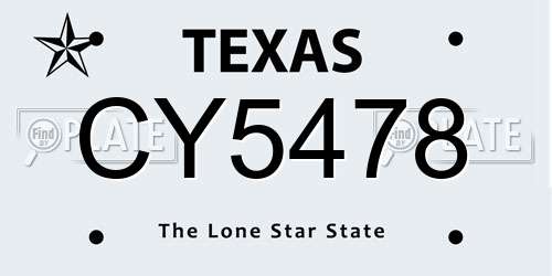 CY5478 Texas License Plate