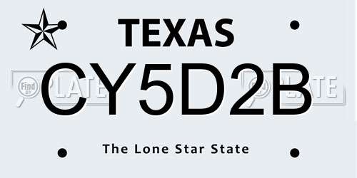CY5D2B Texas License Plate