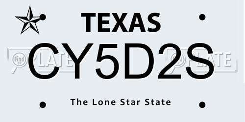CY5D2S Texas License Plate