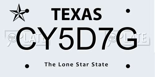 CY5D7G Texas License Plate
