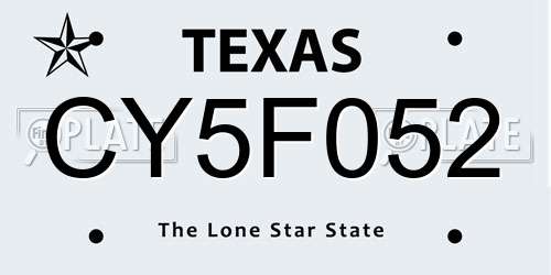 CY5F052 Texas License Plate