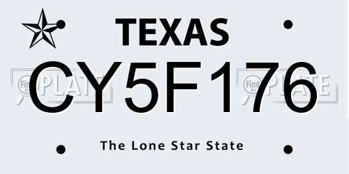 CY5F176 Texas License Plate
