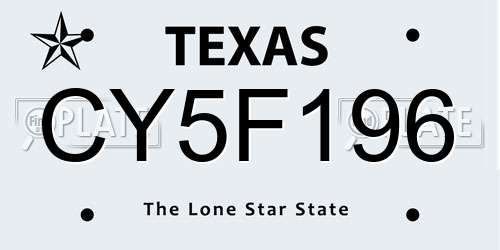 CY5F196 Texas License Plate