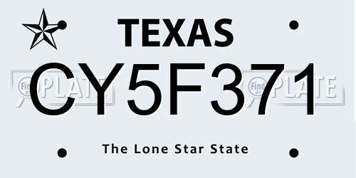 CY5F371 Texas License Plate