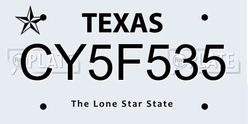 CY5F535 Texas License Plate