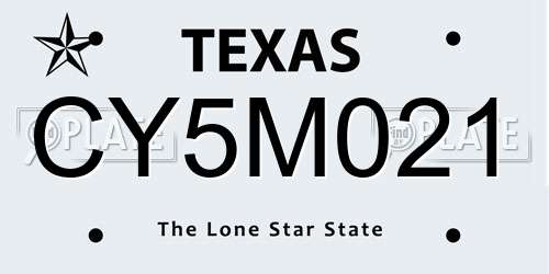CY5M021 Texas License Plate