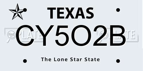 CY5O2B Texas License Plate