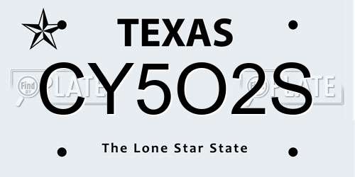 CY5O2S Texas License Plate