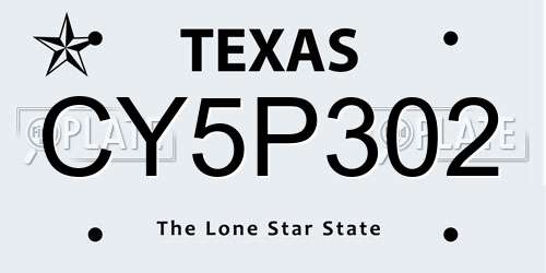 CY5P302 Texas License Plate