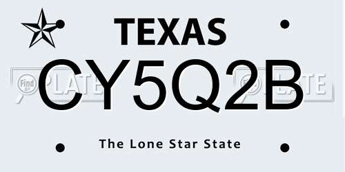 CY5Q2B Texas License Plate