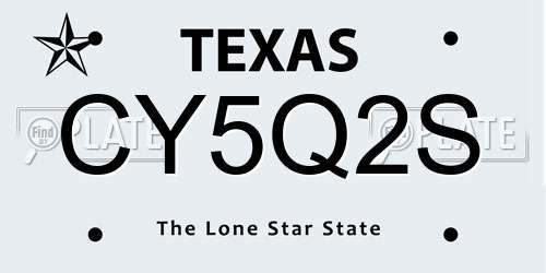 CY5Q2S Texas License Plate