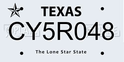 CY5R048 Texas License Plate