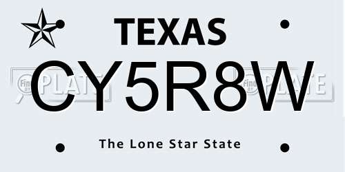 CY5R8W Texas License Plate