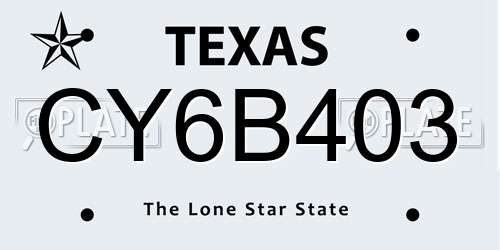 CY6B403 Texas License Plate
