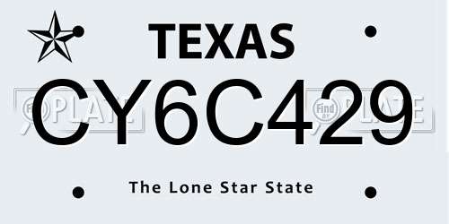 CY6C429 Texas License Plate