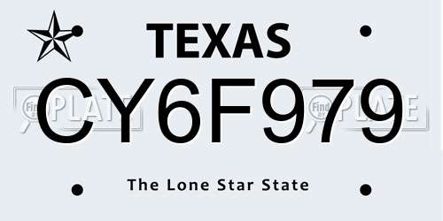 CY6F979 Texas License Plate