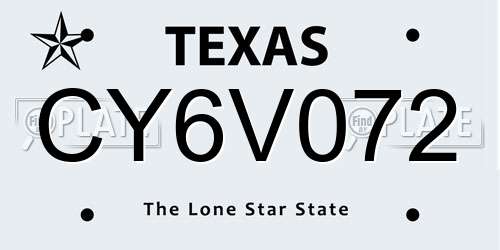 CY6V072 Texas License Plate