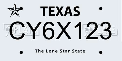 CY6X123 Texas License Plate