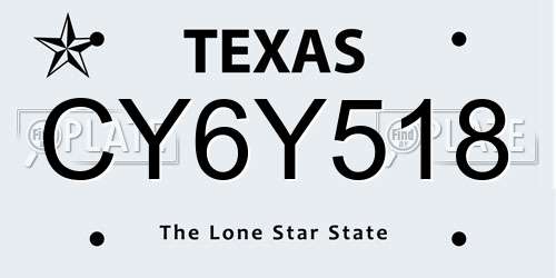 CY6Y518 Texas License Plate