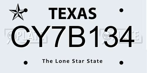 CY7B134 Texas License Plate