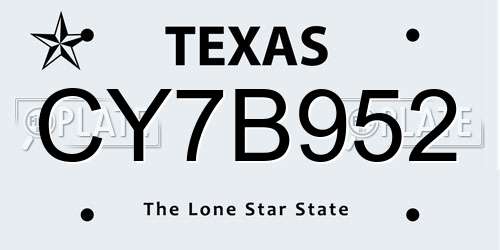 CY7B952 Texas License Plate