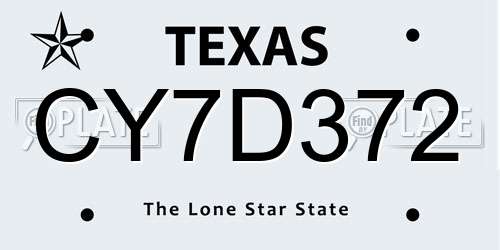 CY7D372 Texas License Plate