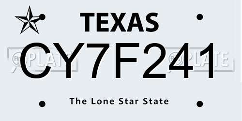 CY7F241 Texas License Plate