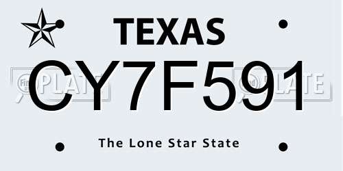 CY7F591 Texas License Plate