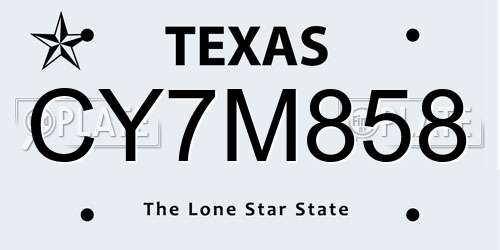 CY7M858 Texas License Plate