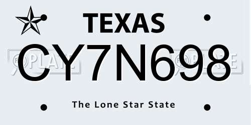 CY7N698 Texas License Plate