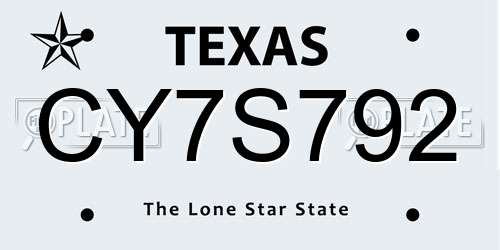 CY7S792 Texas License Plate