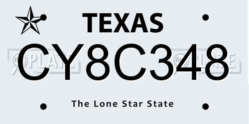 CY8C348 Texas License Plate