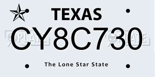 CY8C730 Texas License Plate