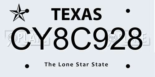 CY8C928 Texas License Plate