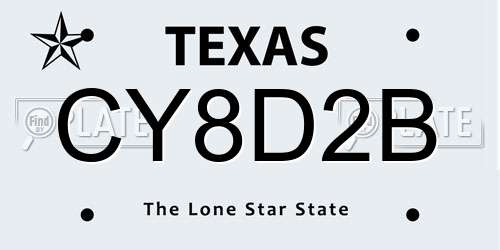 CY8D2B Texas License Plate