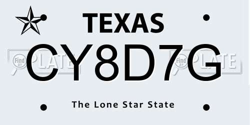 CY8D7G Texas License Plate
