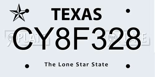 CY8F328 Texas License Plate