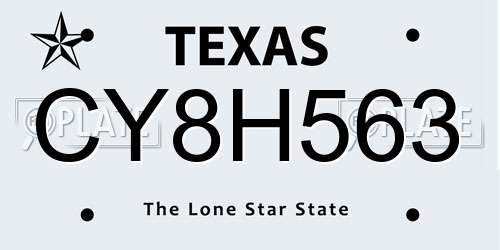 CY8H563 Texas License Plate