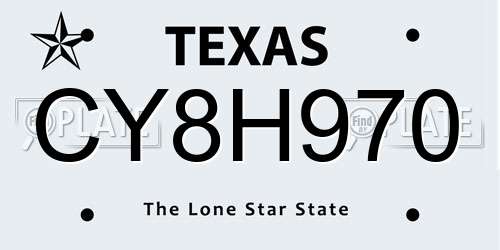 CY8H970 Texas License Plate