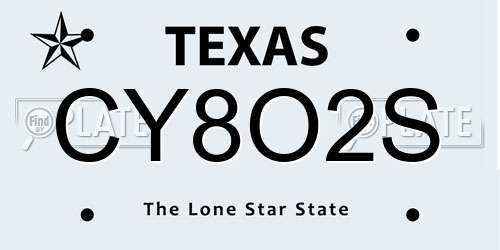CY8O2S Texas License Plate