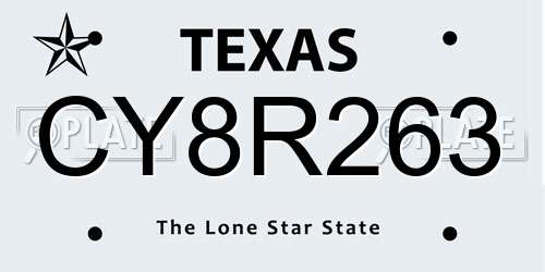 CY8R263 Texas License Plate
