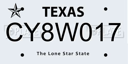 CY8W017 Texas License Plate
