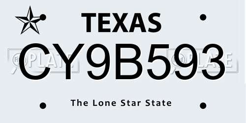 CY9B593 Texas License Plate