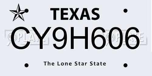 CY9H606 Texas License Plate